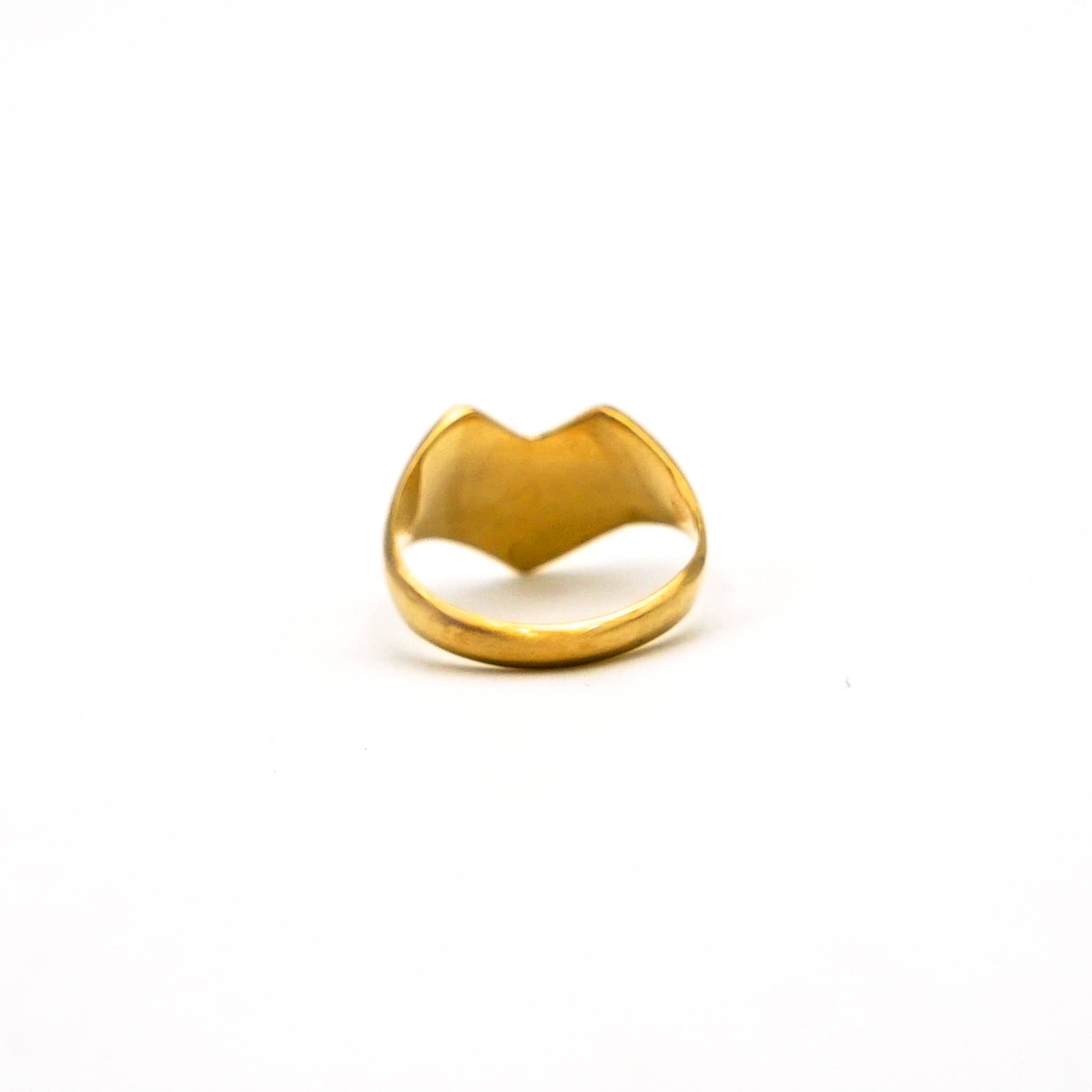 Mawi Love Golden Heart Shape Initial Signet Ring