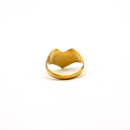 Mawi Love Golden Heart Shape Initial Signet Ring