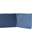 Leather Bifold Slim Wallet- Navy Blue