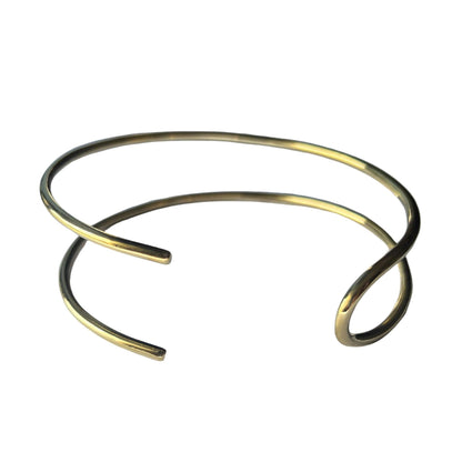 Minimalist Double Loop Brass Armlet, Upper Arm Cuff | Mia - EcoDunia