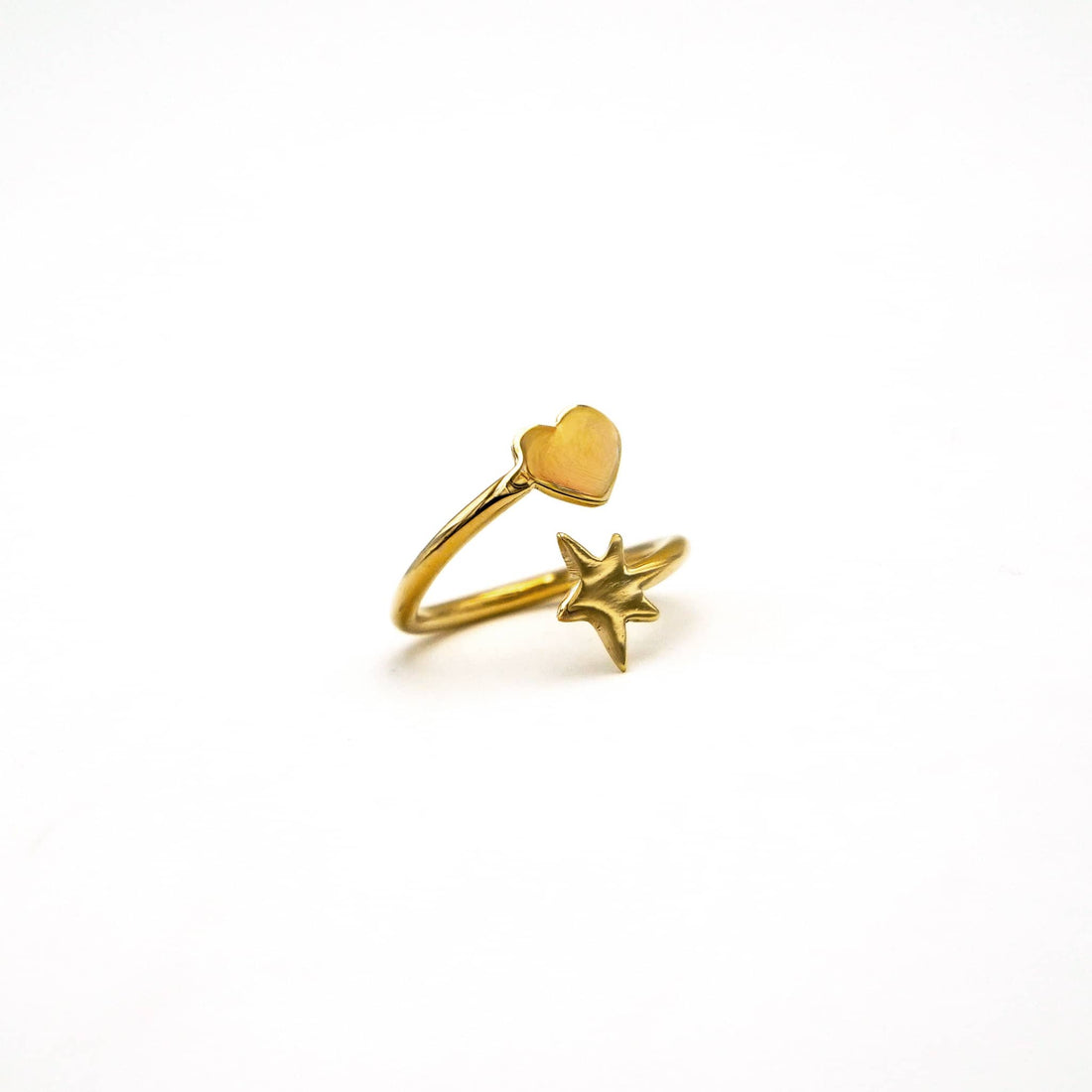 Mira Star &amp; Heart Adjustable Brass Ring