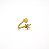 Mira Star & Heart Adjustable Brass Ring