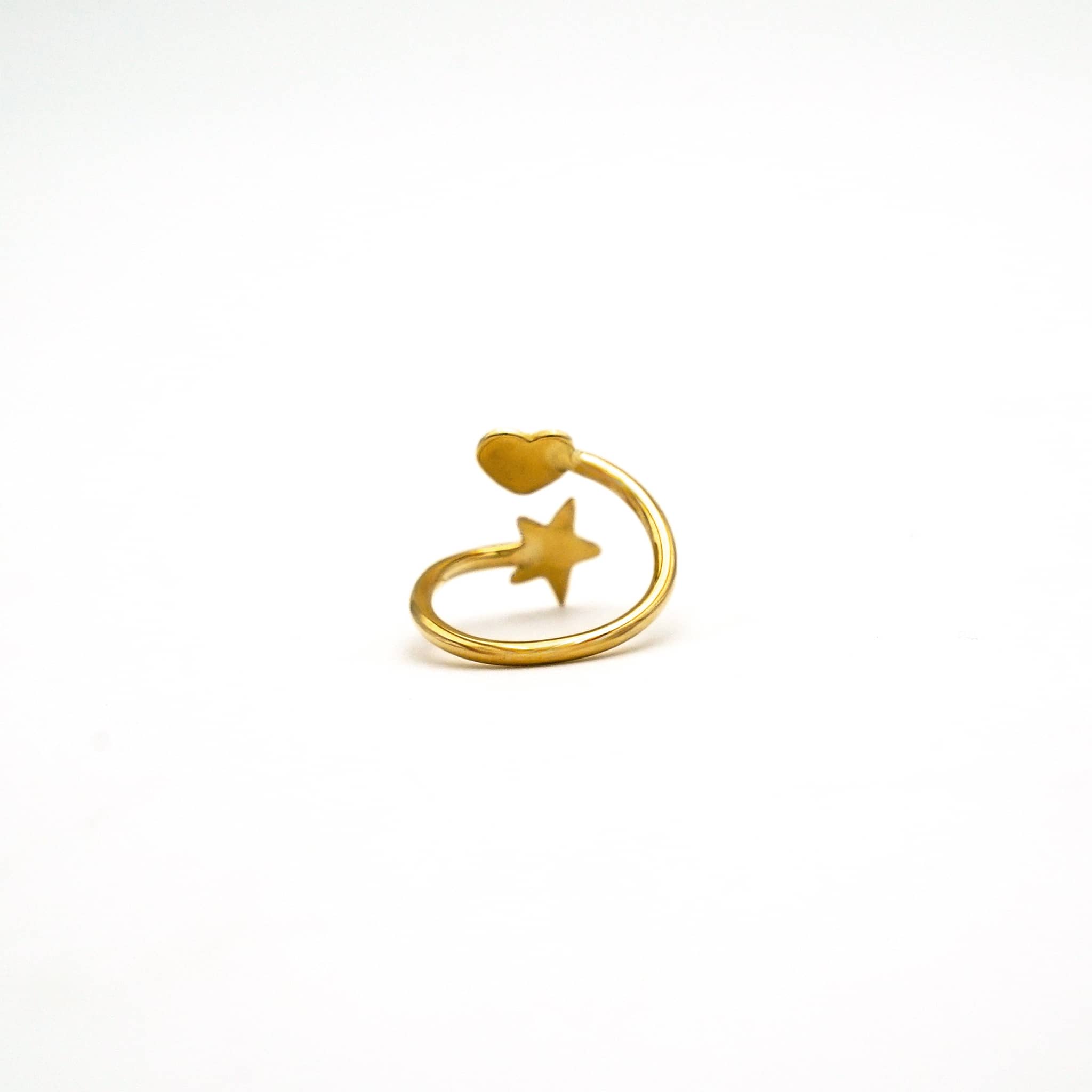 Brass Star and Heart Wrap Ring | Mira Ecodunia