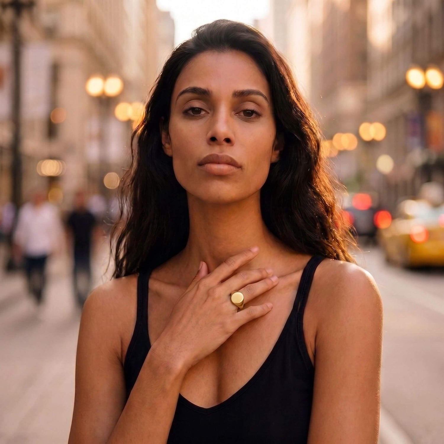 Smooth Brass Narrow Signet Ring | Bedi - EcoDunia