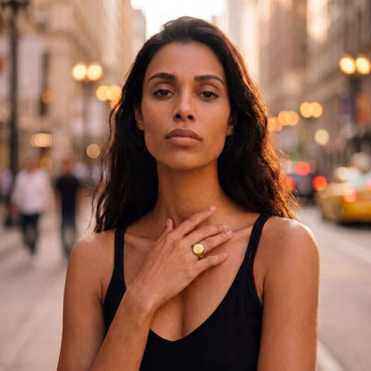 Smooth Brass Narrow Signet Ring | Bedi - EcoDunia