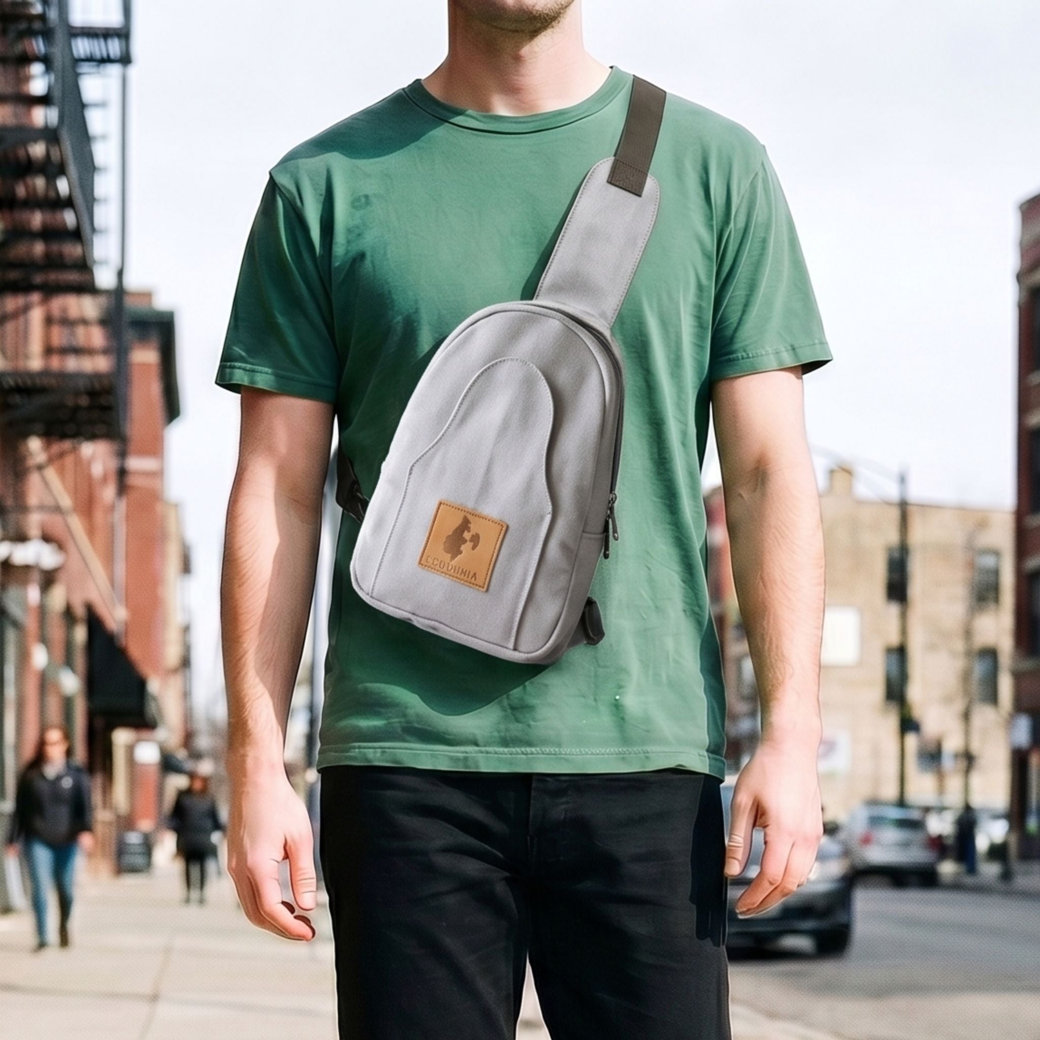 Buru small canvas sling bag in natural 