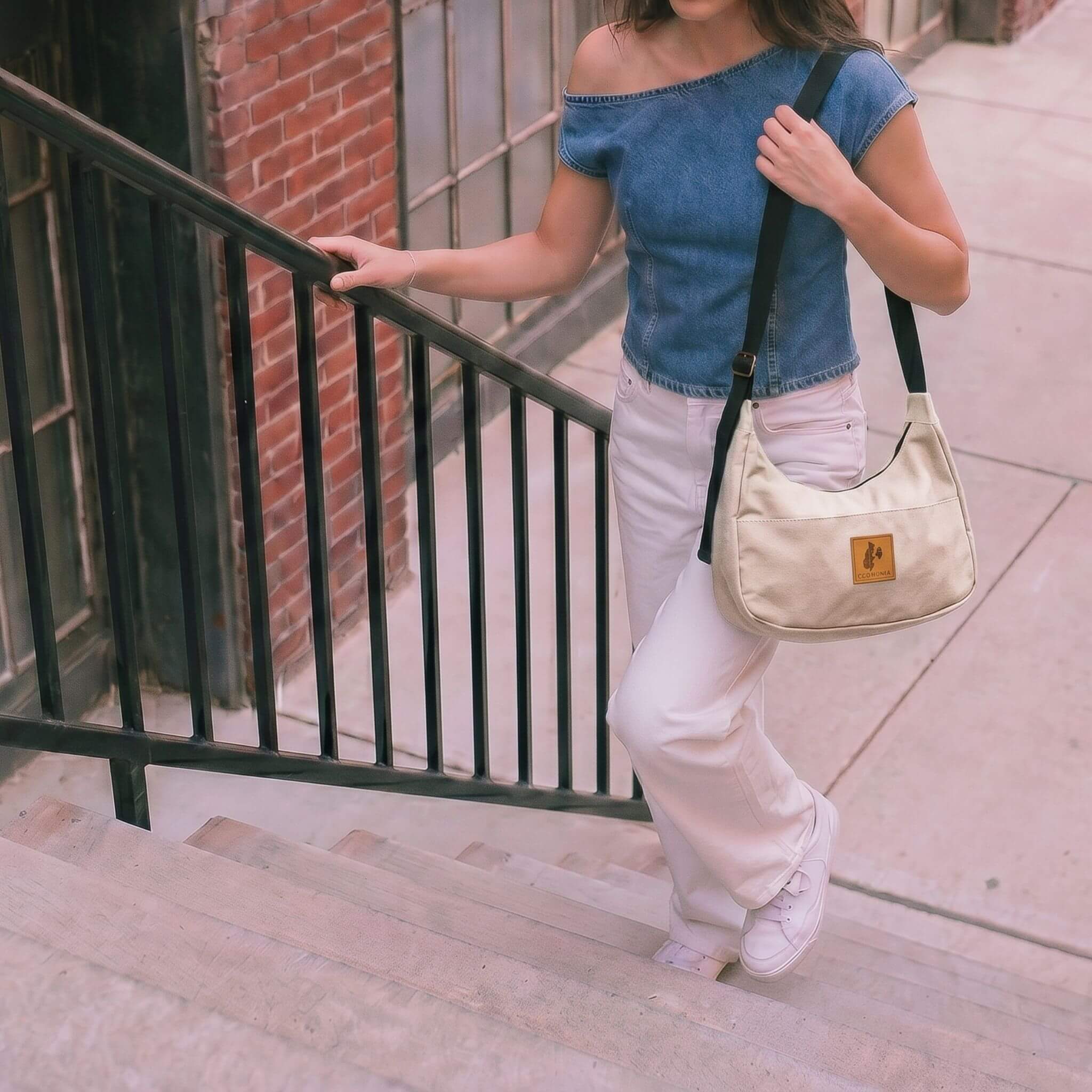 Canvas Shoulder Crescent Bag 