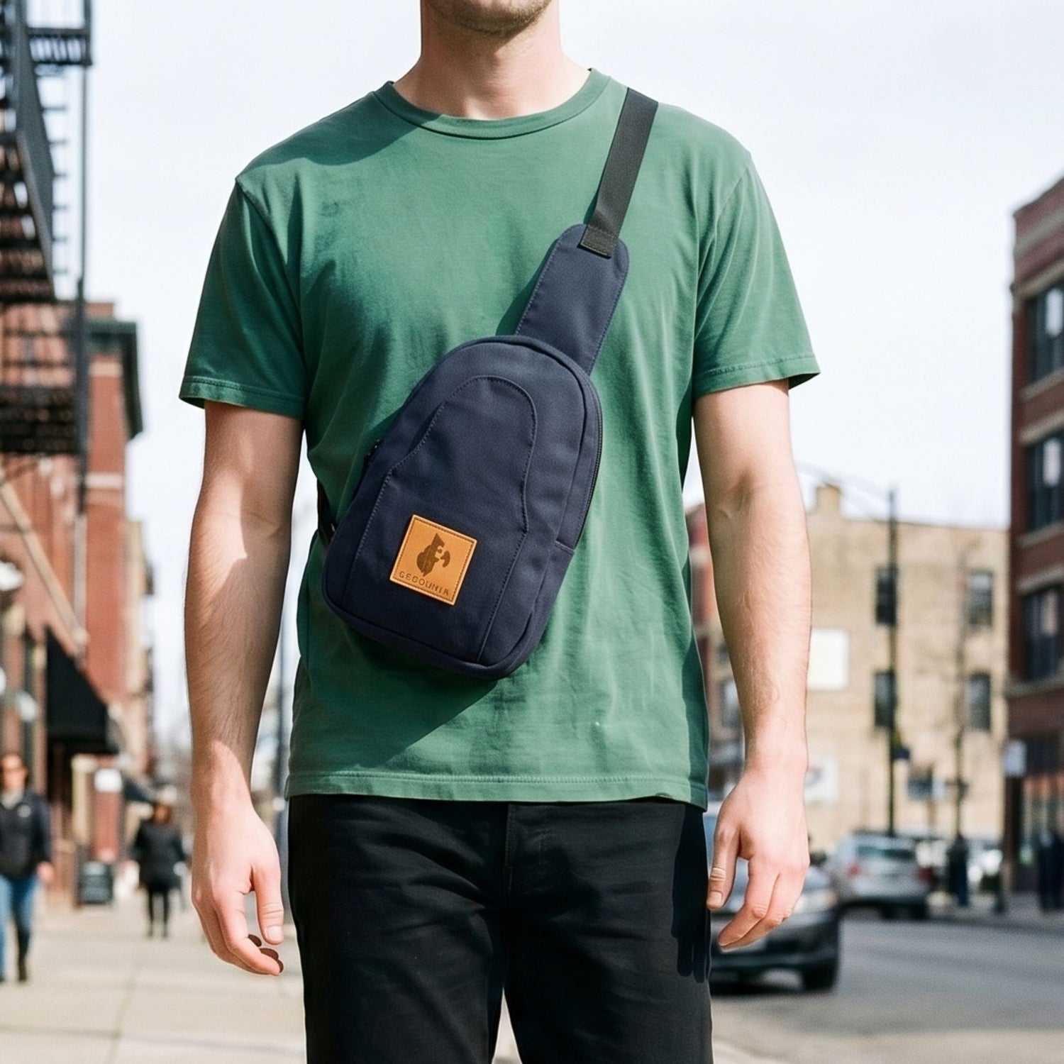 Buru navy blue canvas sling bag crossbody wear 