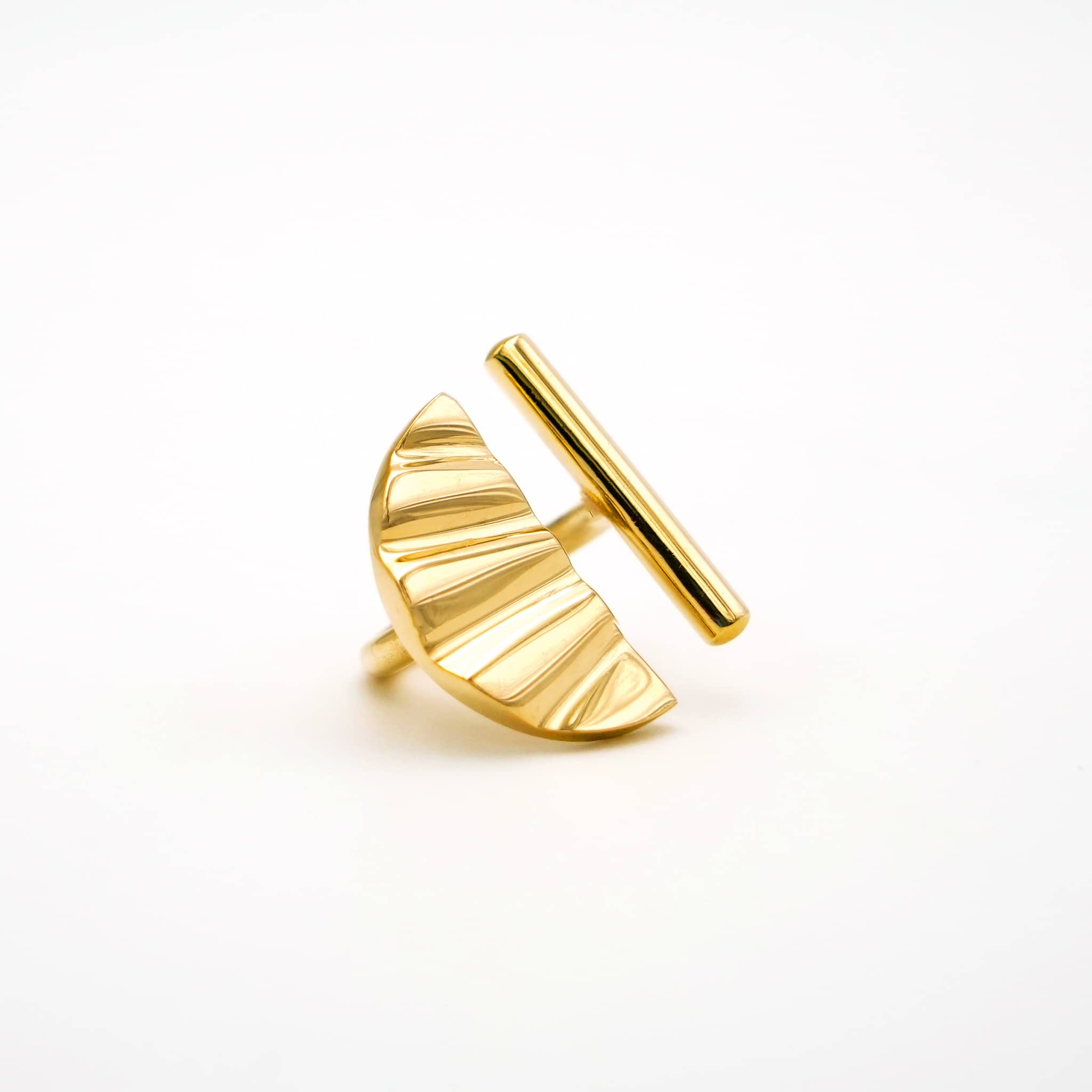 Bar and Shell Semicircle Ring | Nika - EcoDunia
