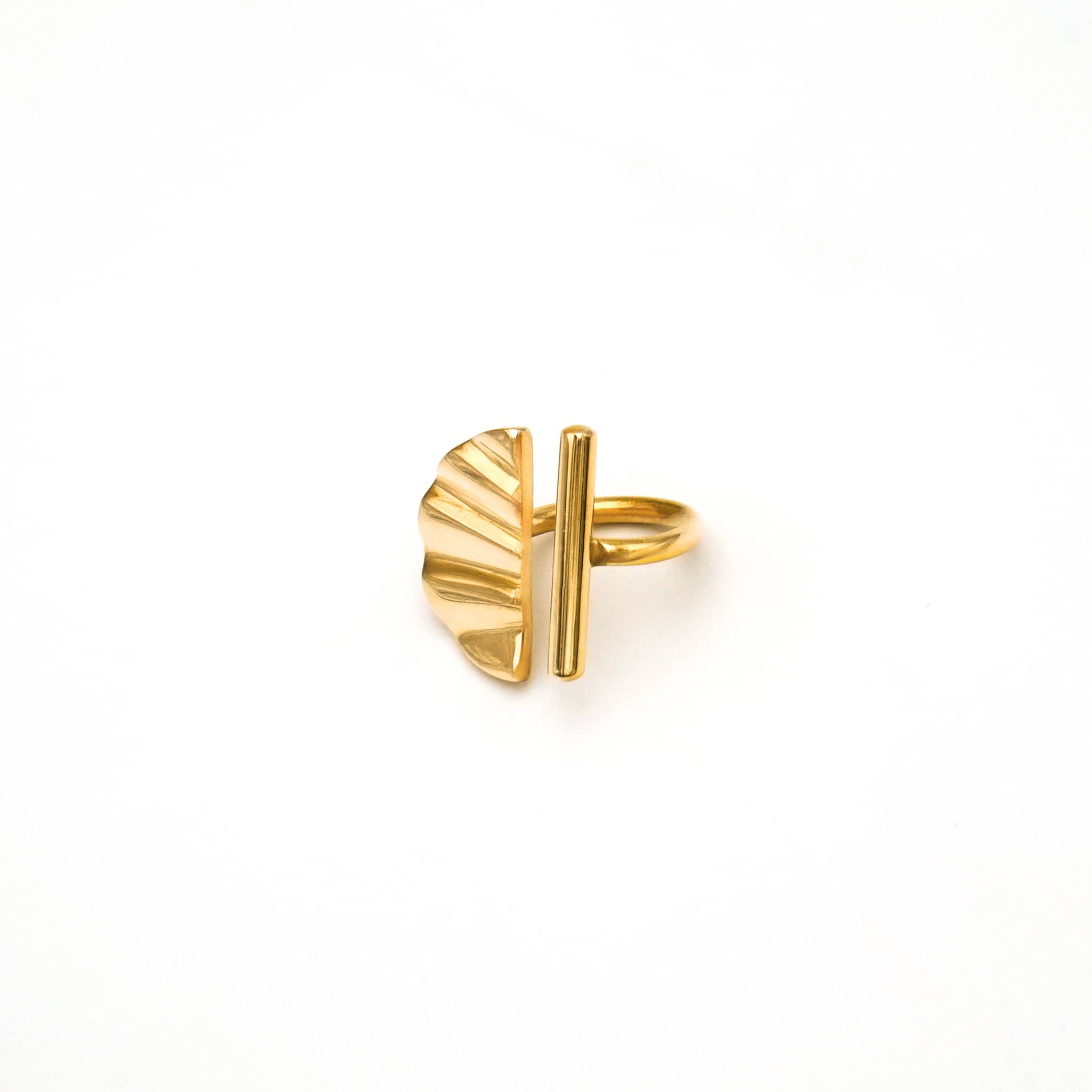 Bar and Shell Semicircle Ring | Nika - EcoDunia