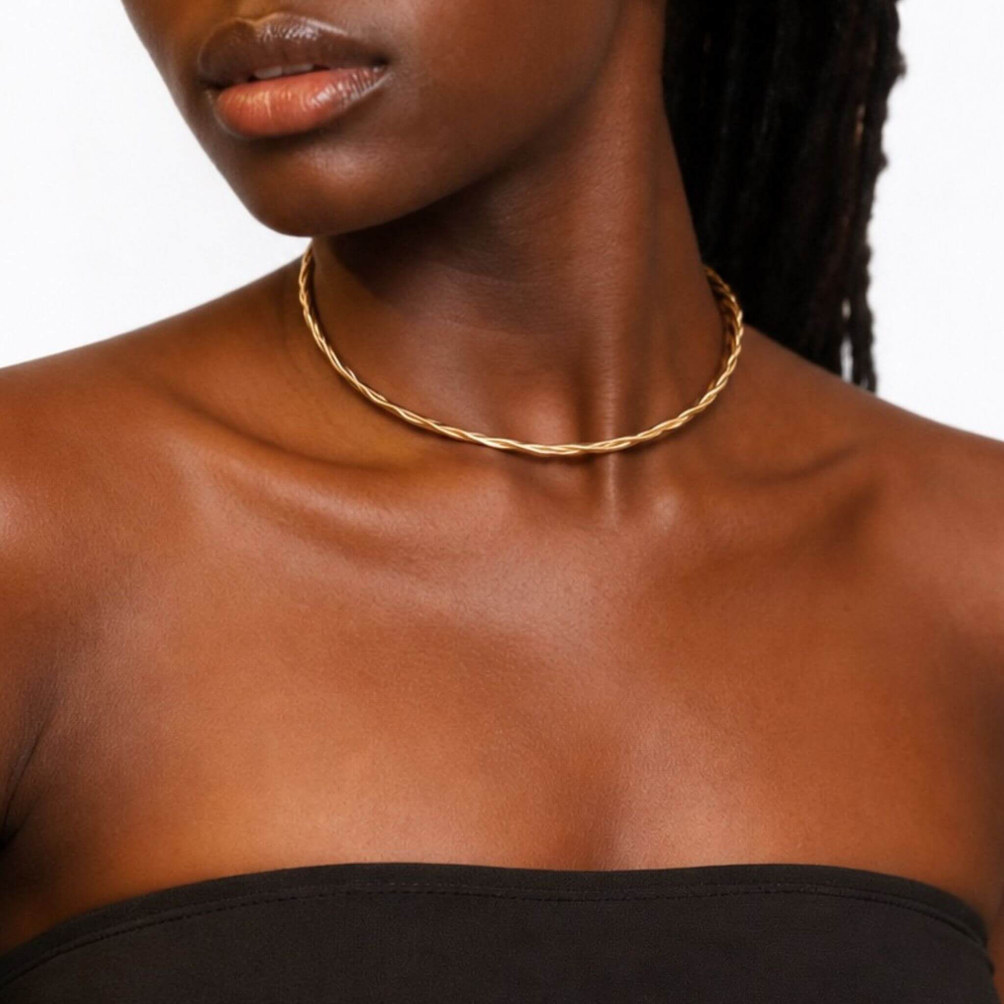 Open Collar Brass Choker Necklace for Women | Uzi - EcoDunia