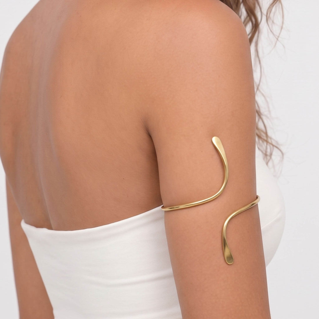 Open Wrap Brass Armlet, Adjustable Upper Arm Cuff | Nema - EcoDunia