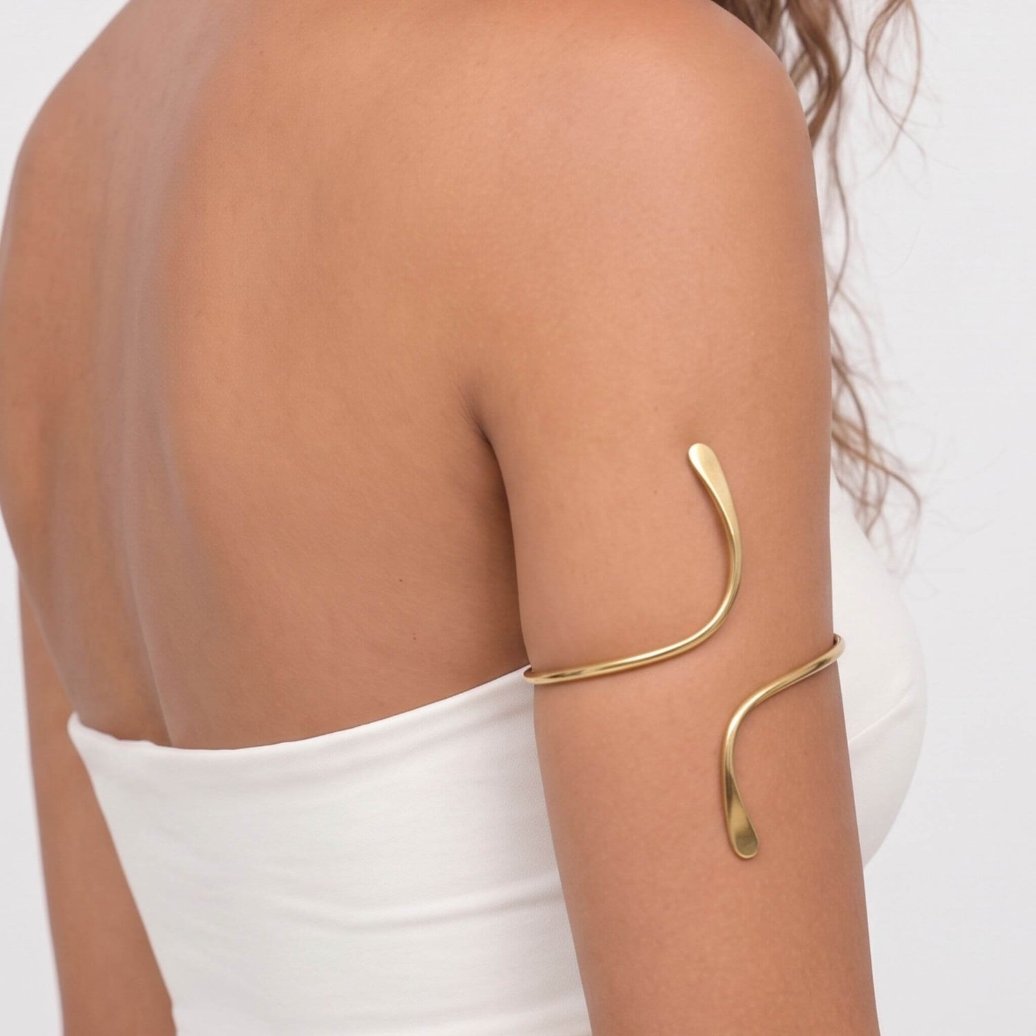 Open Wrap Brass Armlet, Adjustable Upper Arm Cuff | Nema - EcoDunia