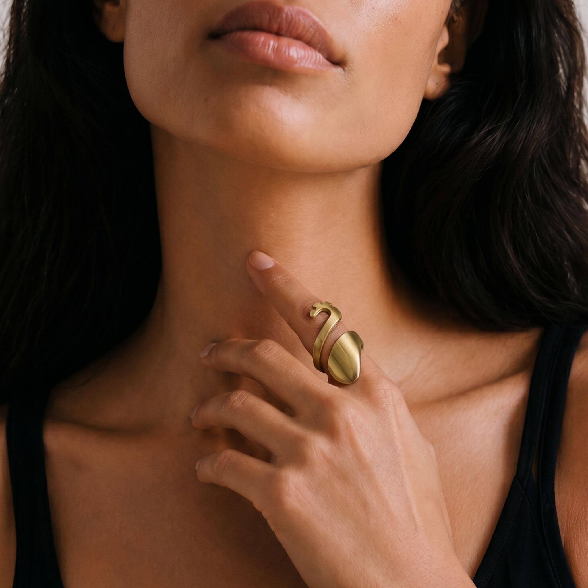 Brass Open Wrap Crossover Ring | Mau