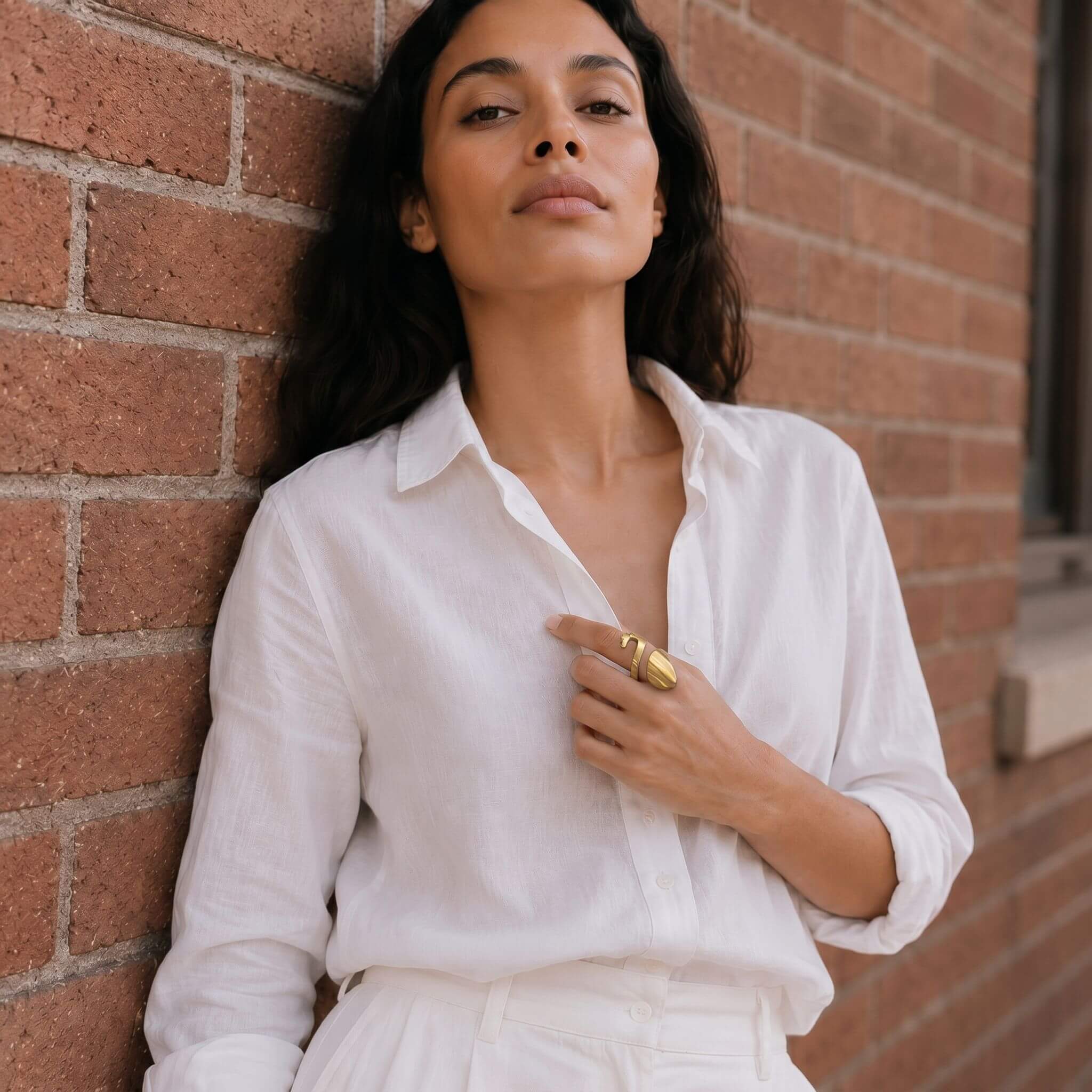 Brass Open Wrap Crossover Ring | Mau