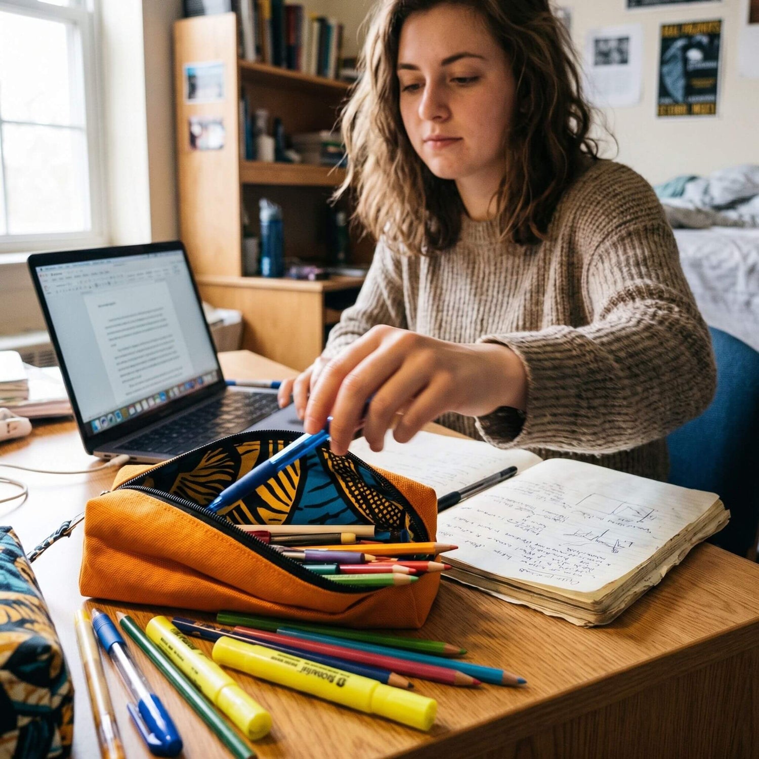 Pencil Pouch Zipper Bag – Fair Trade Cotton Canvas Pencil Case  - EcoDunia 