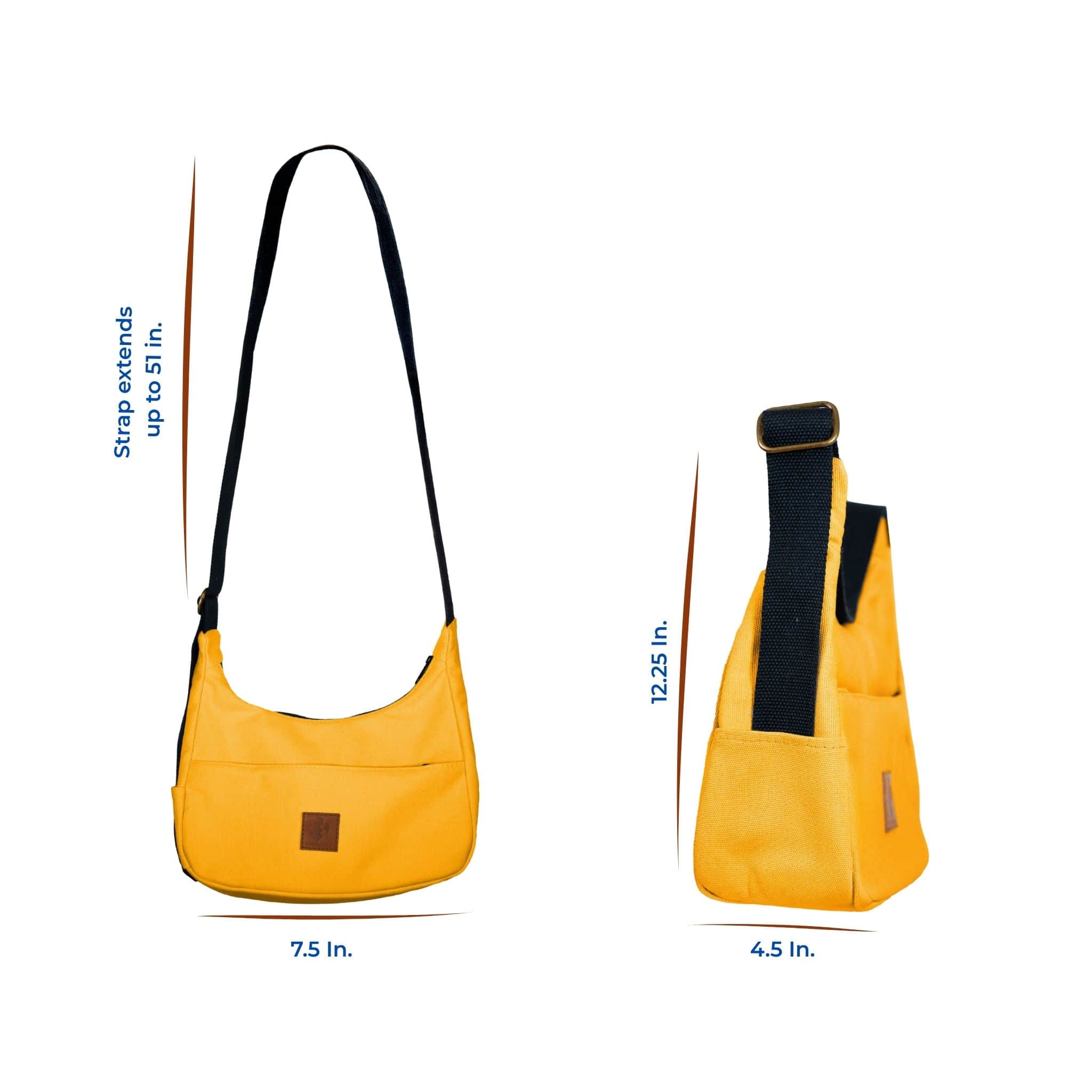 Orange Canvas Shoulder Crescent Bag 