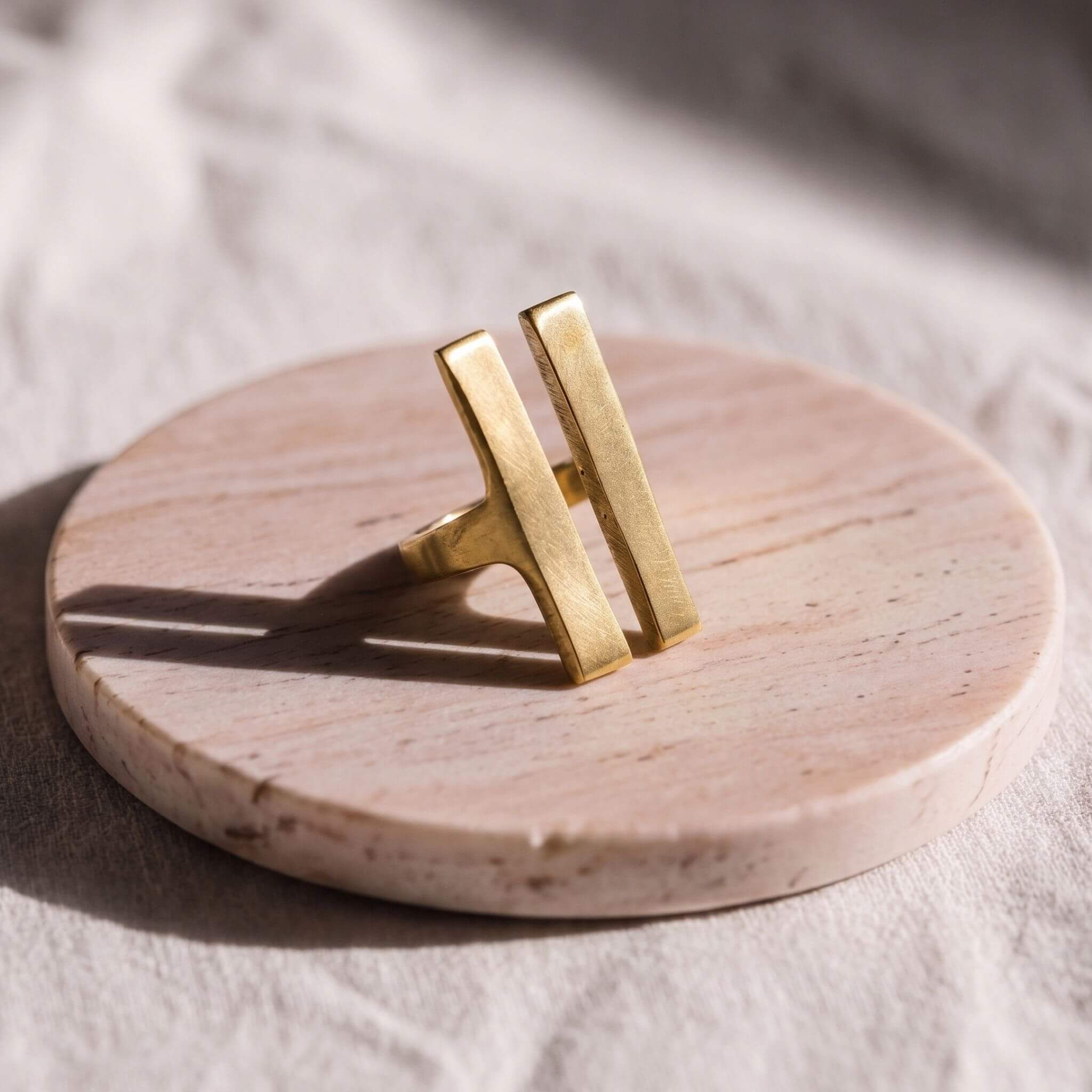 Parallel Double Band Brass Ring | Simba