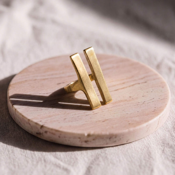 Parallel Double Band Brass Ring | Simba