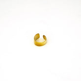 Penda adjustable wide band brass ring worn showing confident everyday fit