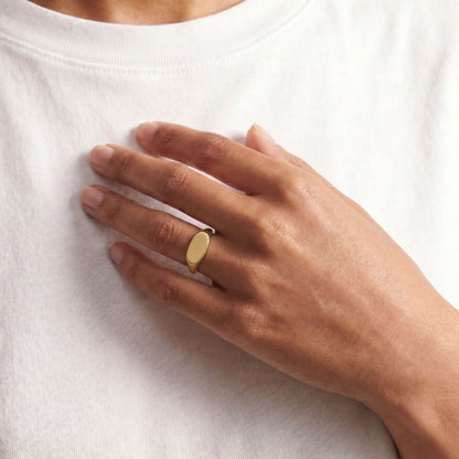 Brass Narrow Oval Signet Ring | Pendo Ecodunia