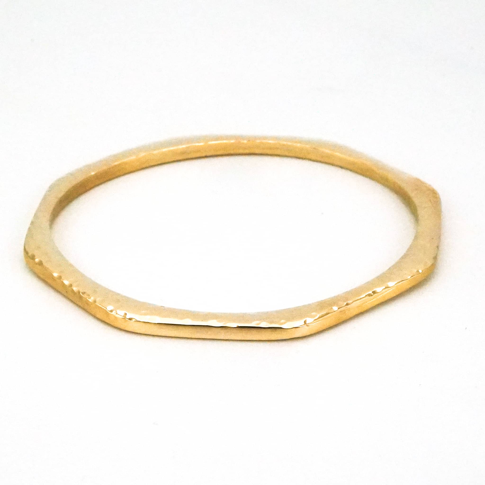Hand-Hammered Octagon Stackable Brass Bangle | Pia - EcoDunia