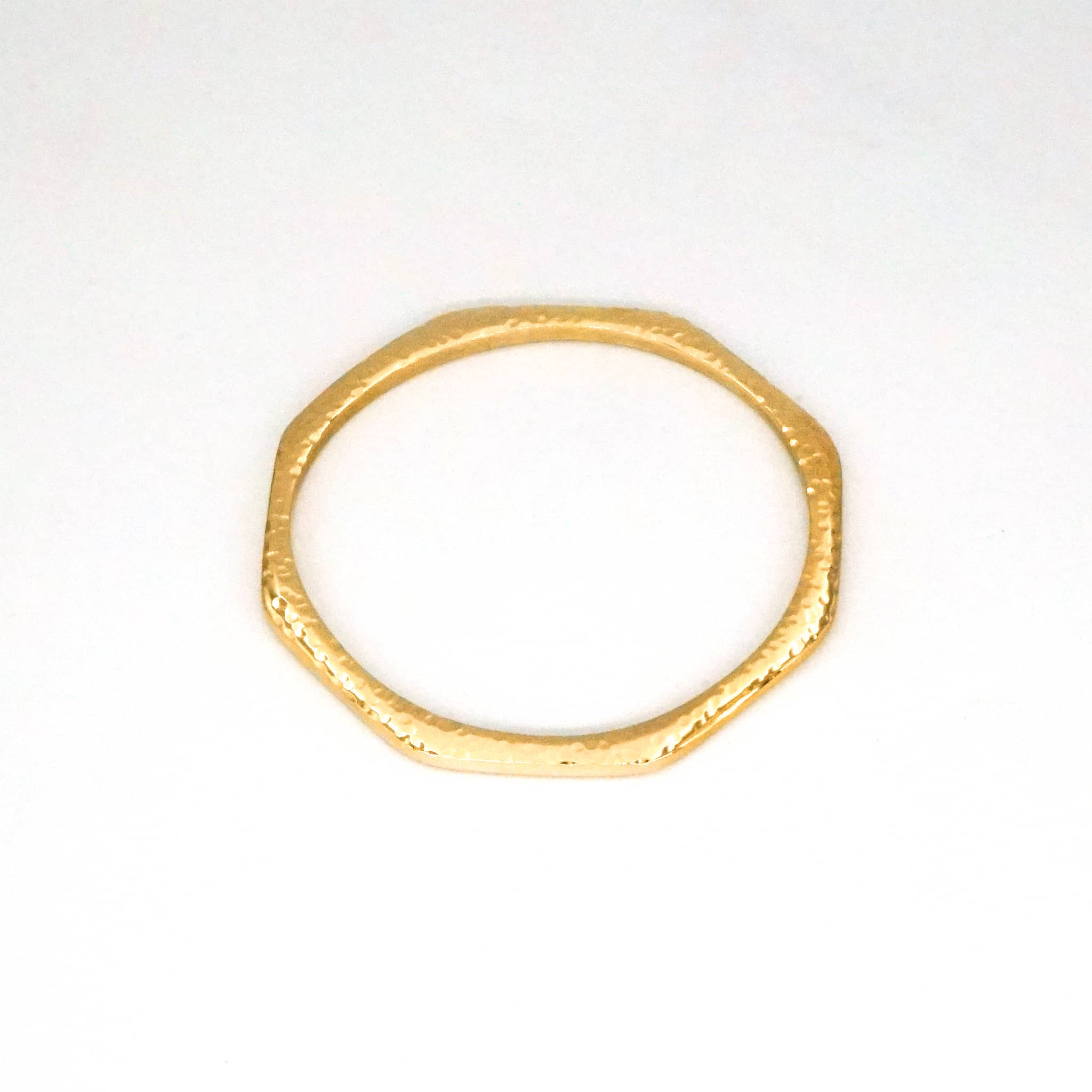 Hand-Hammered Octagon Stackable Brass Bangle | Pia - EcoDunia
