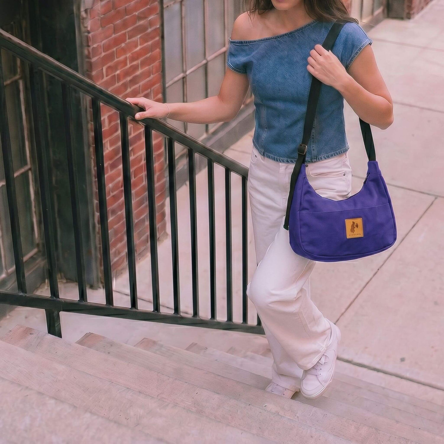 Canvas Shoulder Crescent Bag 