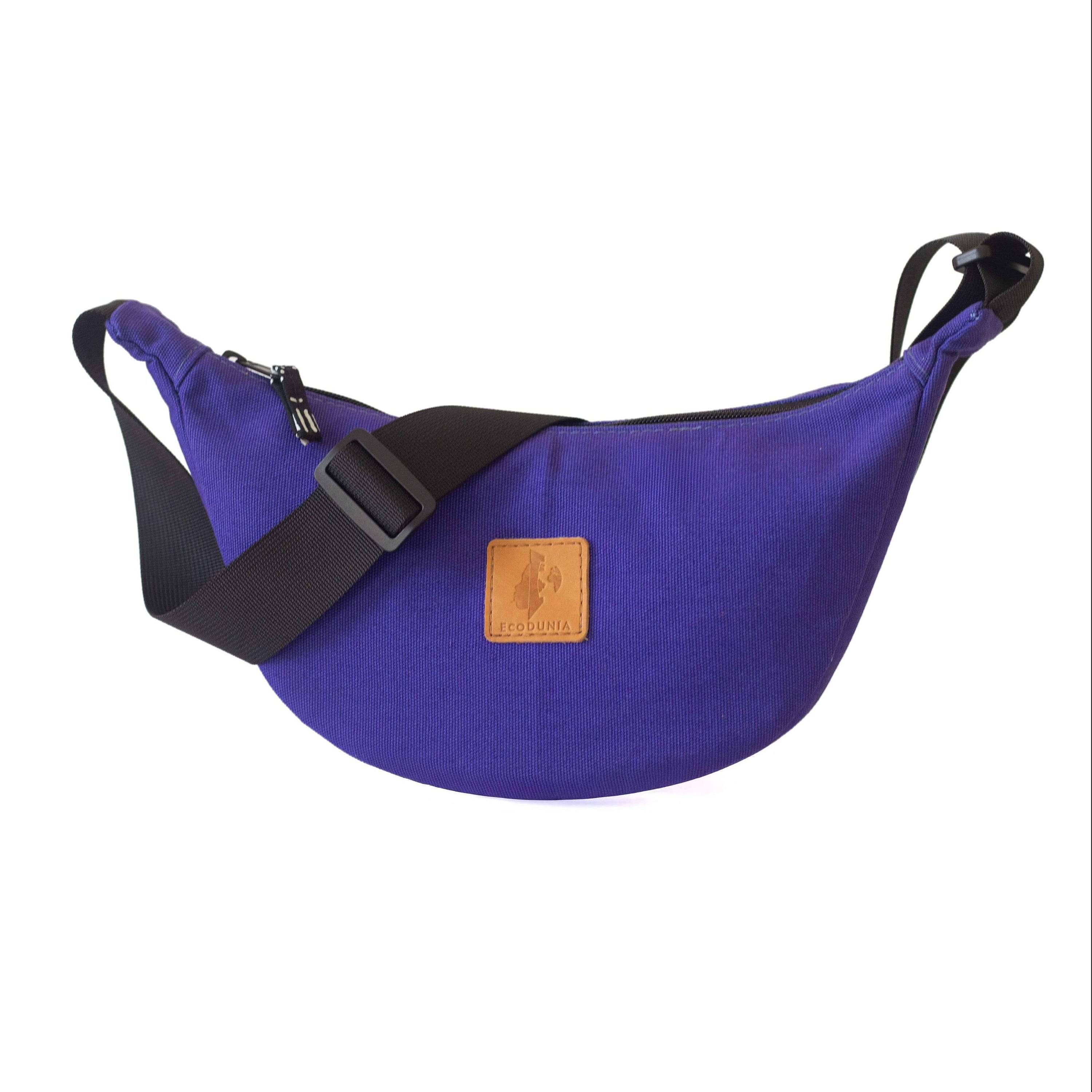 Purple Canvas Round Mini Shoulder Bag 