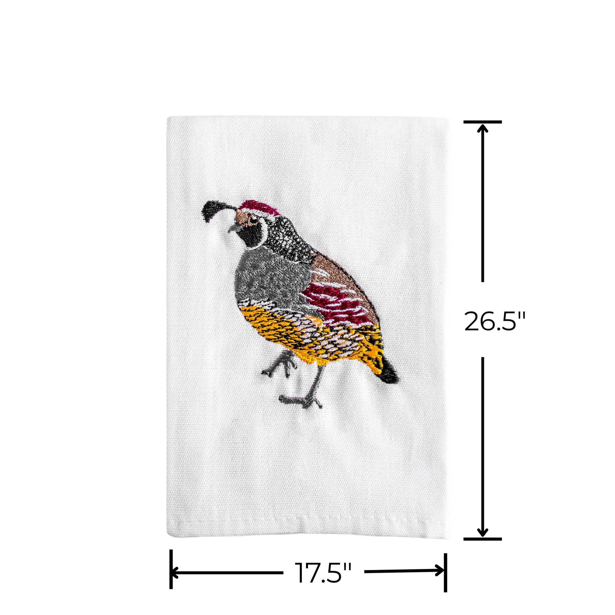 Cotton Kitchen Tea Towels with Bird Embroidery 