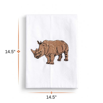 African Wildlife Embroidered Cotton Napkins | Set of 4