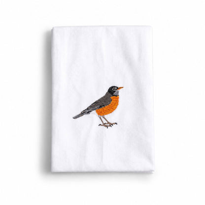 Robin Embroidered Cotton Cloth Napkins, Handmade Set 