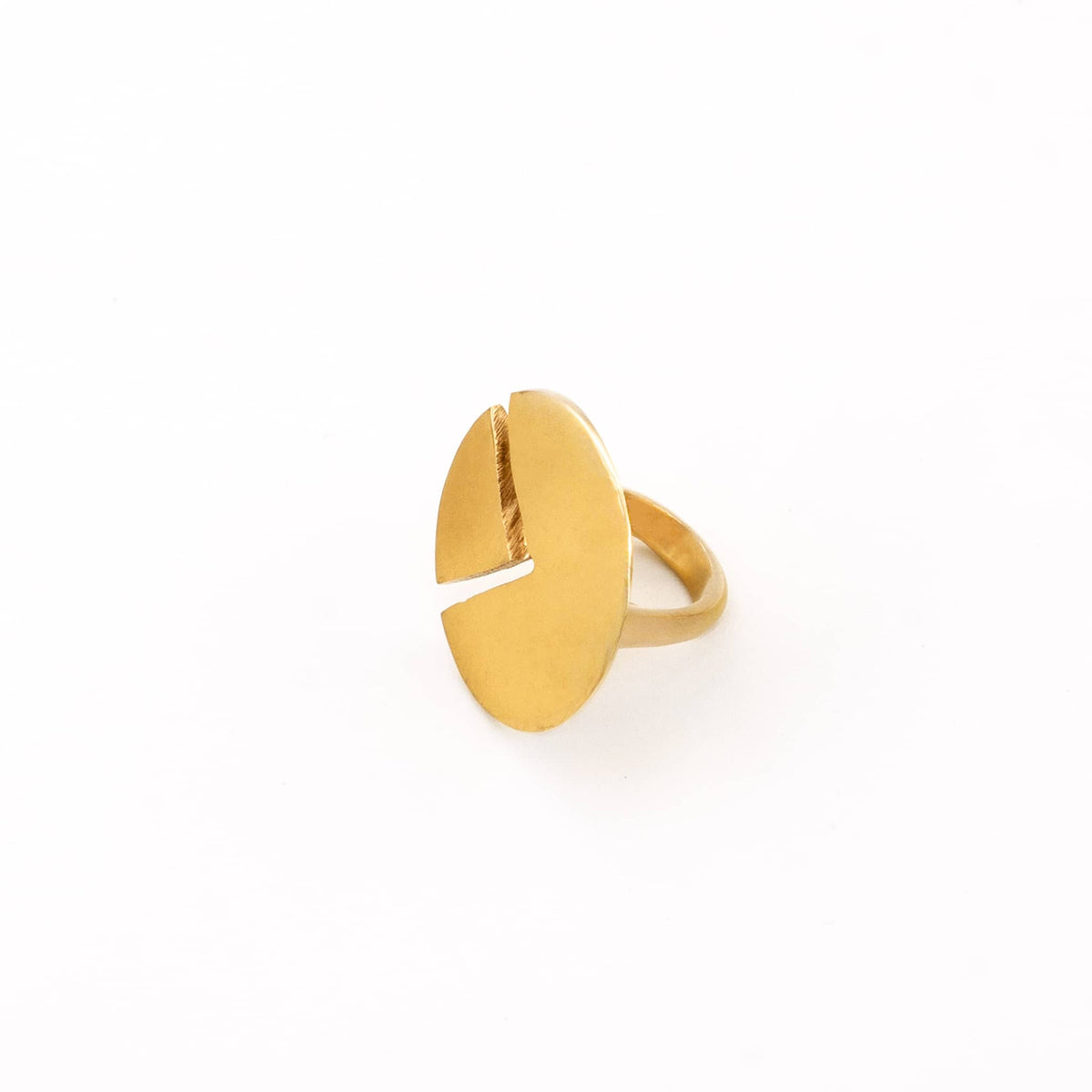 Robo Brass Quarter Moon Adjustable Ring