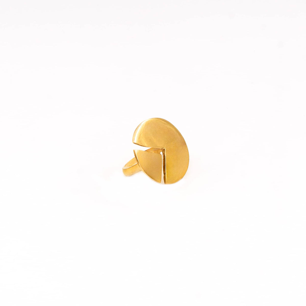Robo Brass Quarter Moon Adjustable Ring
