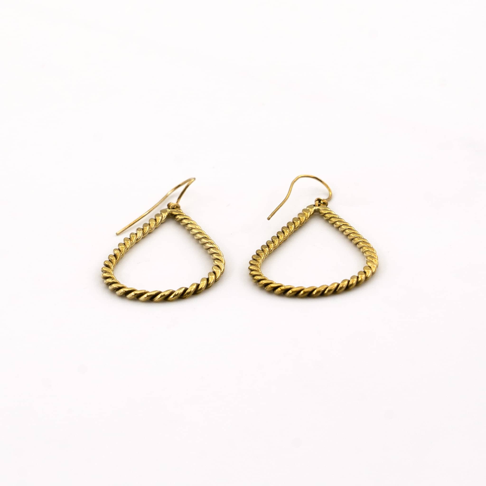 Twisted Brass Hoop Earrings for Women | Rosa Ecodunia