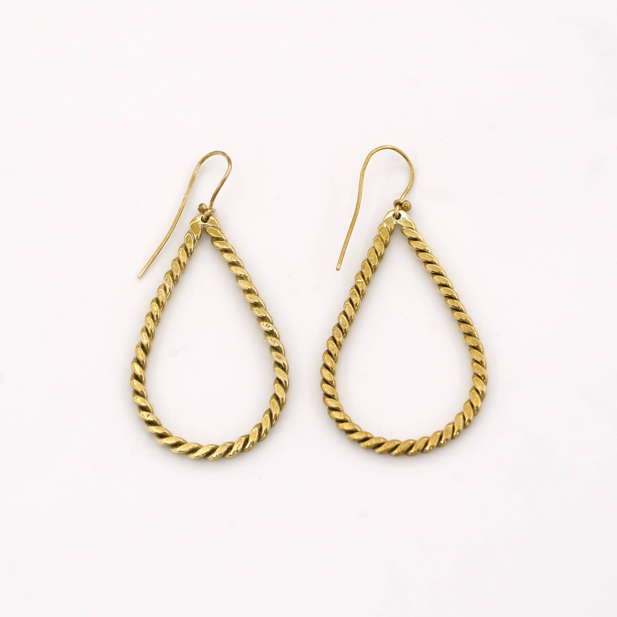 Twisted Brass Hoop Earrings for Women | Rosa Ecodunia