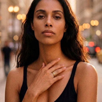 Brass Round Wave Band Stackable Ring | Tosha - EcoDunia