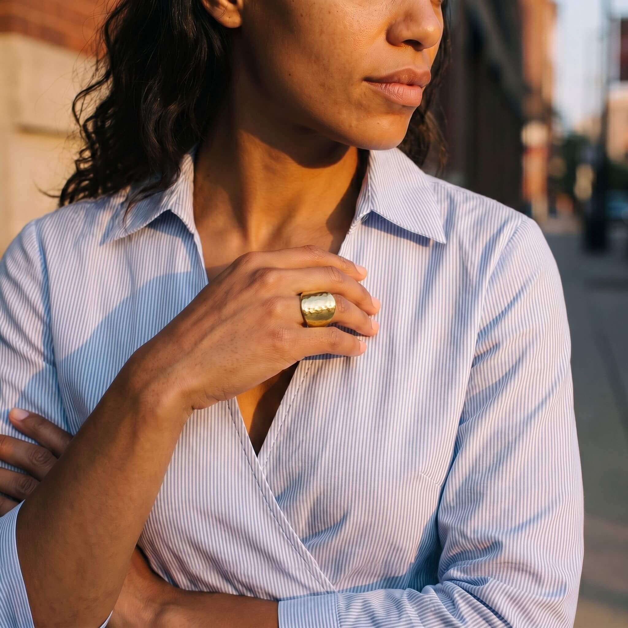 Rounded Dome Brasss Ring | Aziza