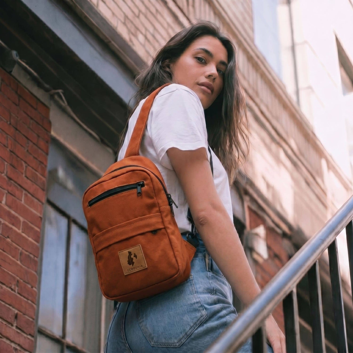 Umoja rust canvas outdoor crossbody sling bag 