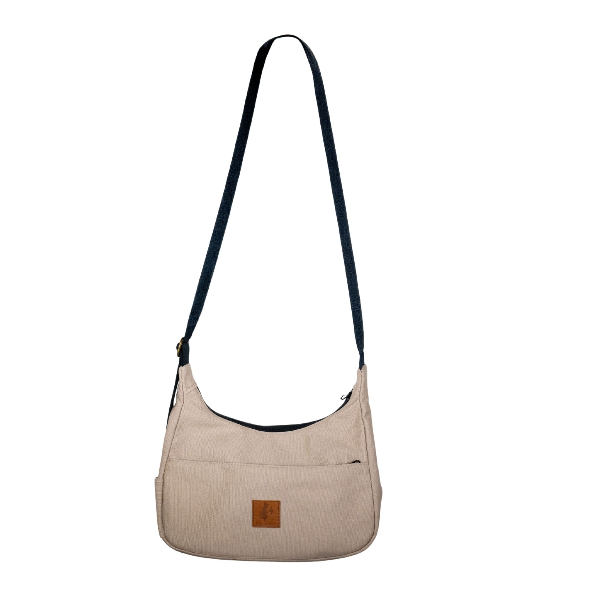 Sand white Canvas Shoulder Crescent Bag 