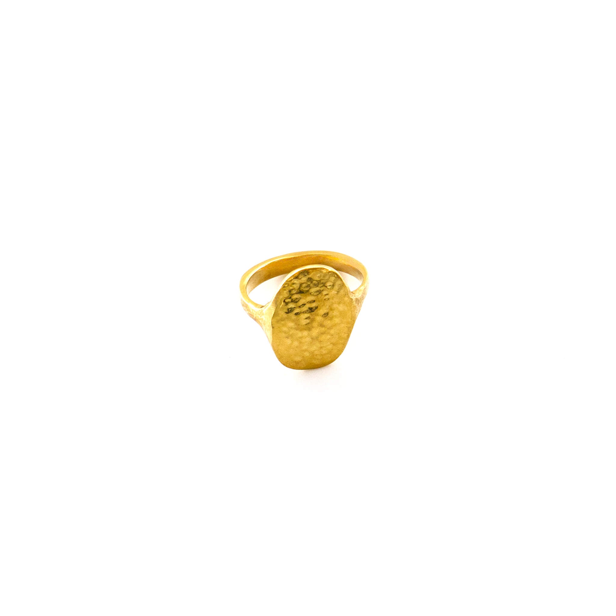 Sima Wide Oval Signet Hammered Ring