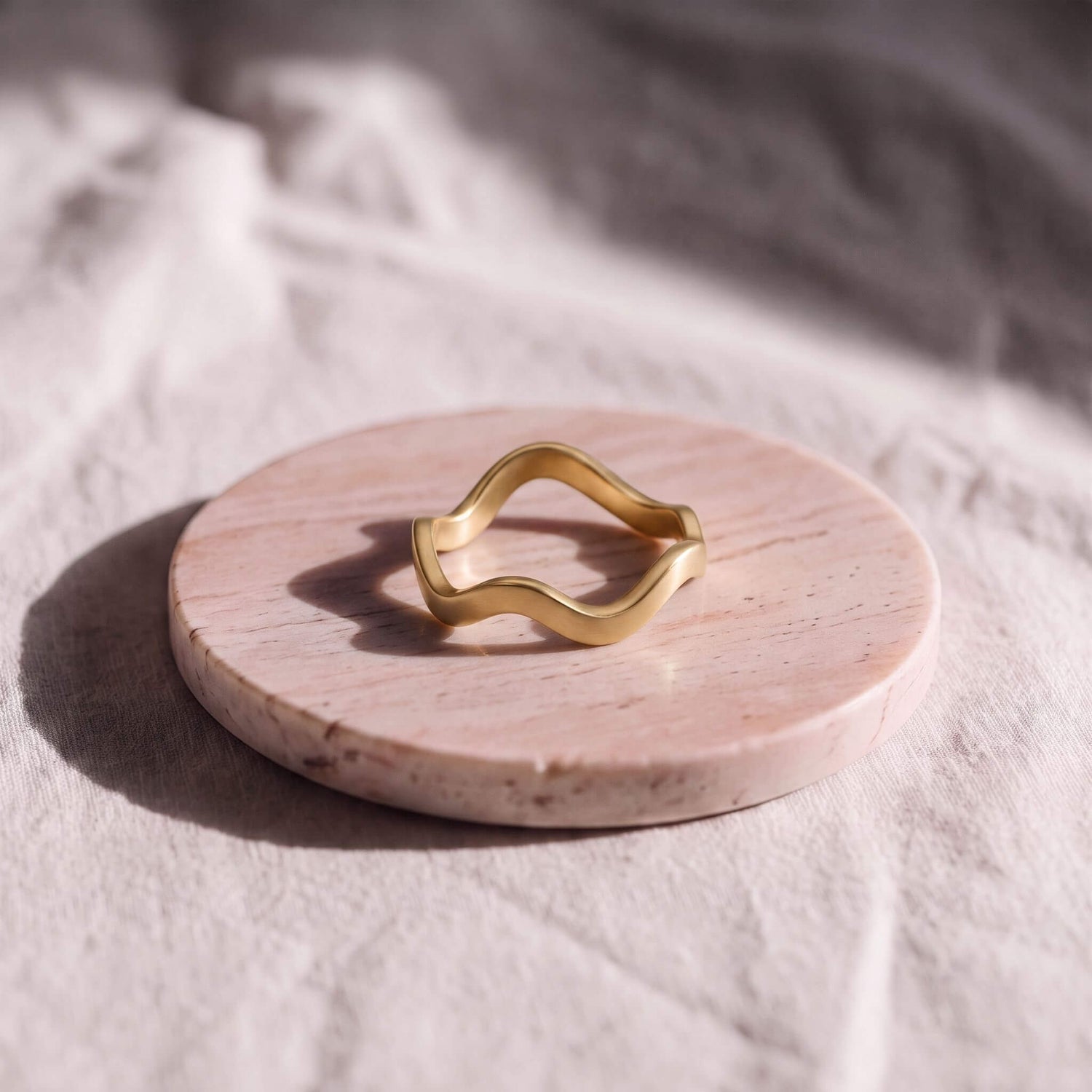 Brass Round Wave Band Stackable Ring | Tosha - EcoDunia