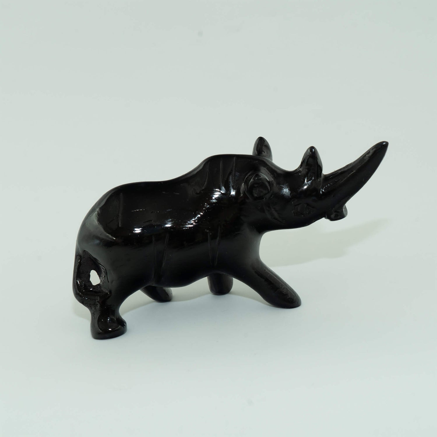 Hand Carved Rhino Figurine Soapstone Sculpture