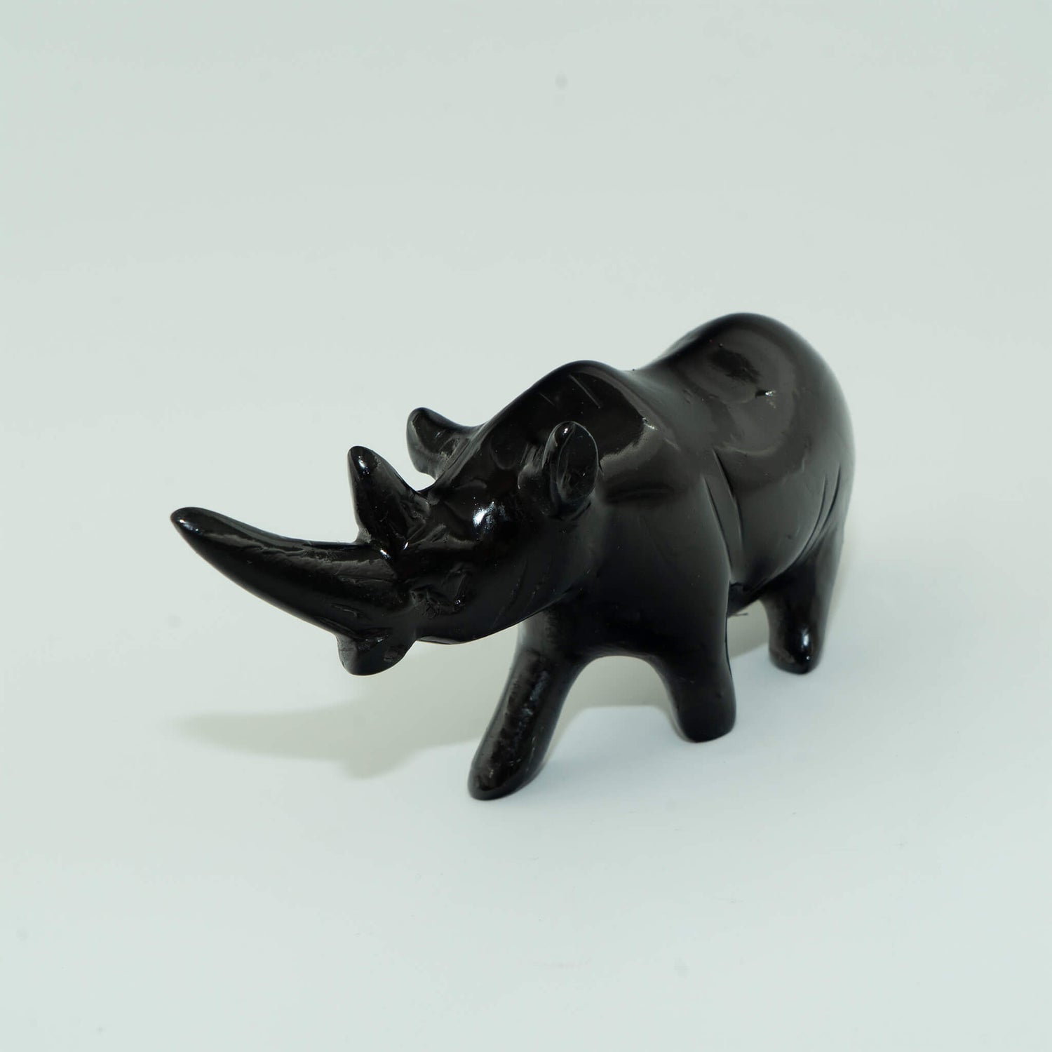 Hand Carved Rhino Figurine Soapstone Sculpture