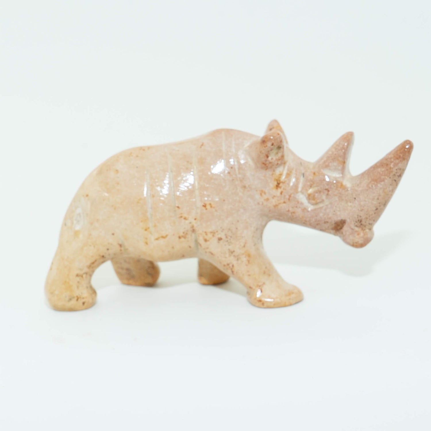 Hand Carved Rhino Figurine Soapstone Sculpture