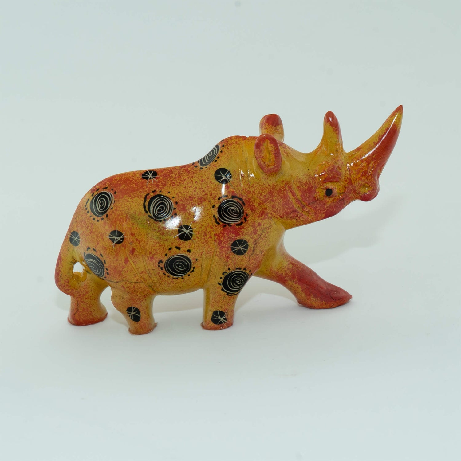Hand Carved Rhino Figurine Soapstone Sculpture