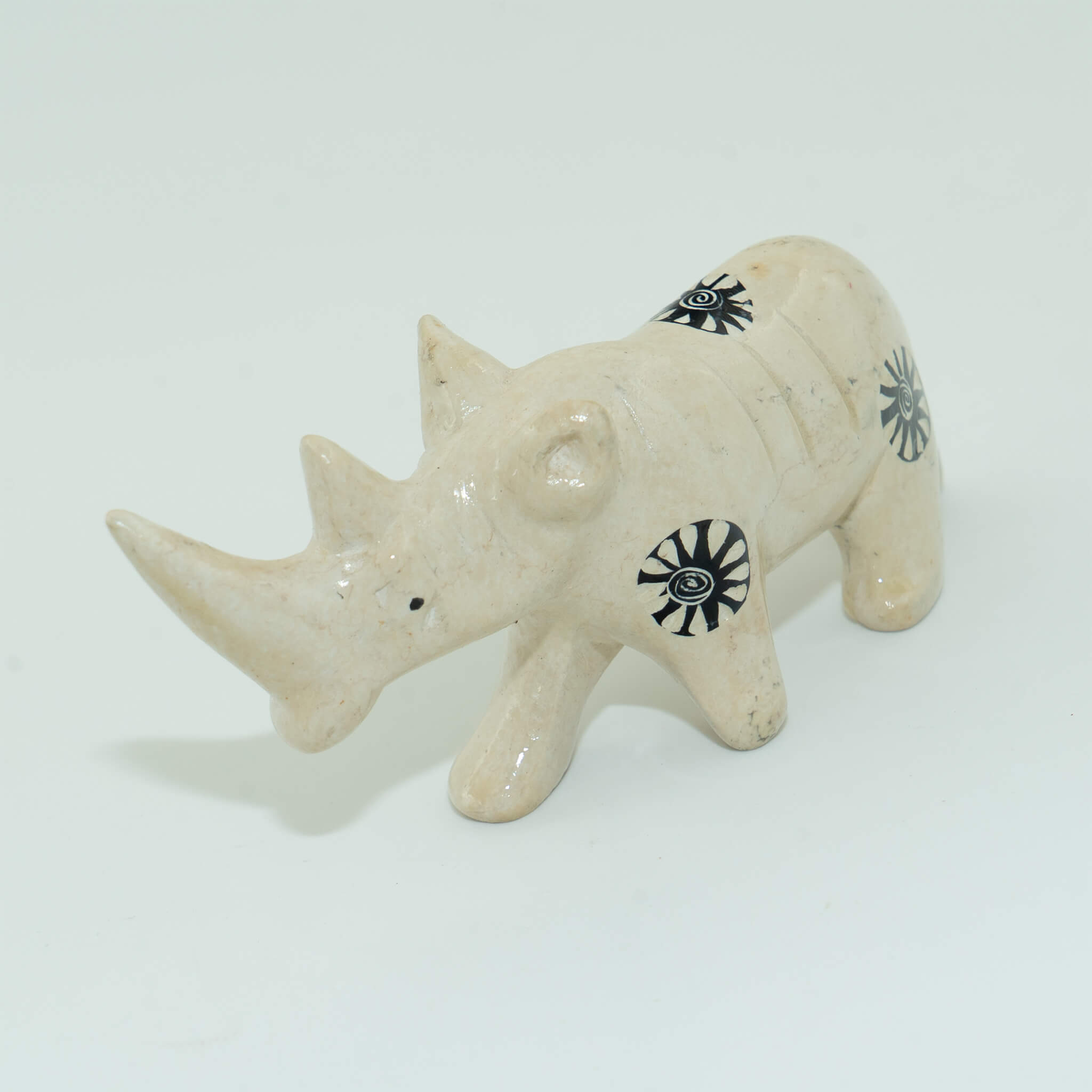 Hand Carved Rhino Figurine Soapstone Sculpture