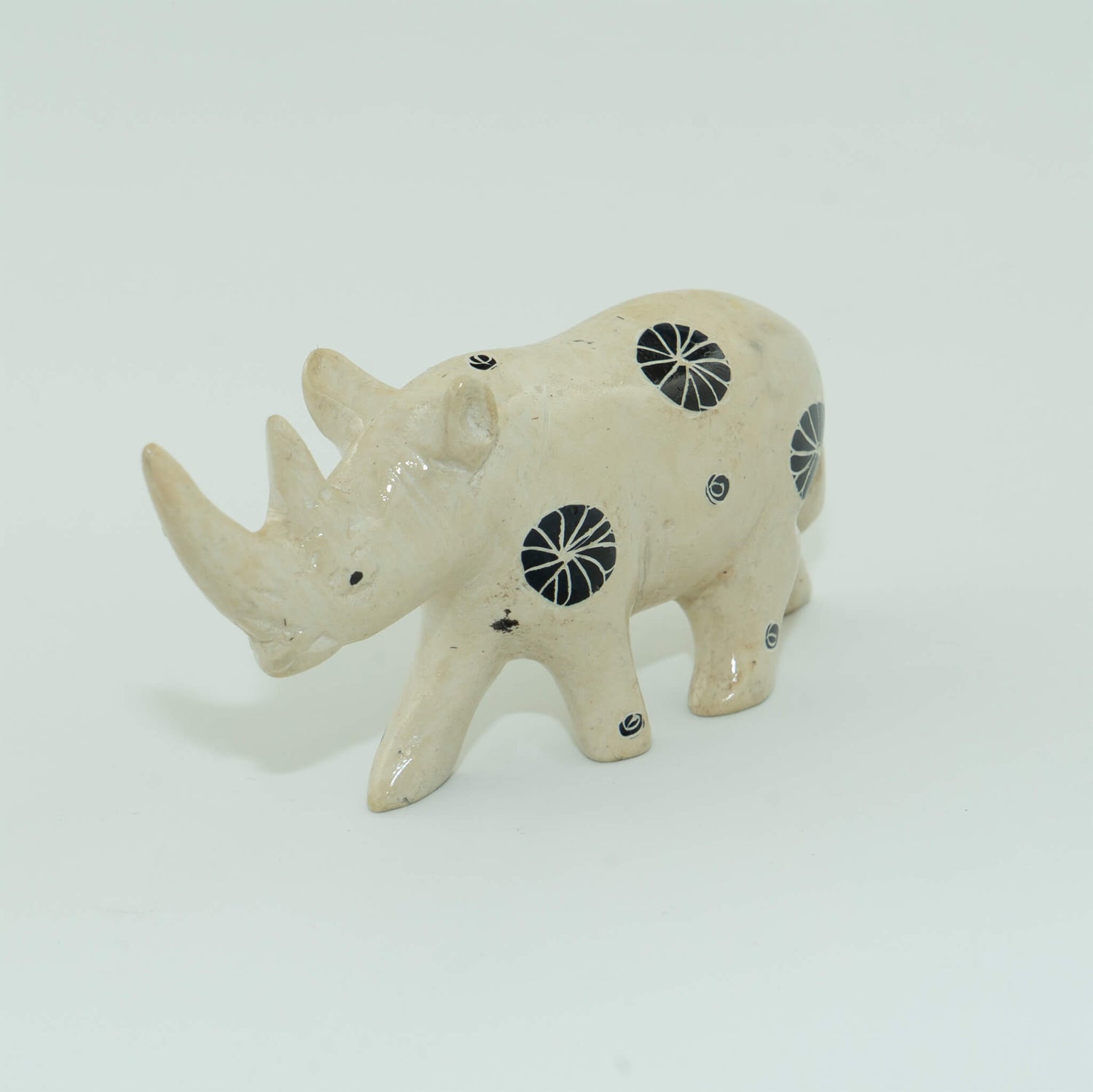 Hand Carved Rhino Figurine Soapstone Sculpture