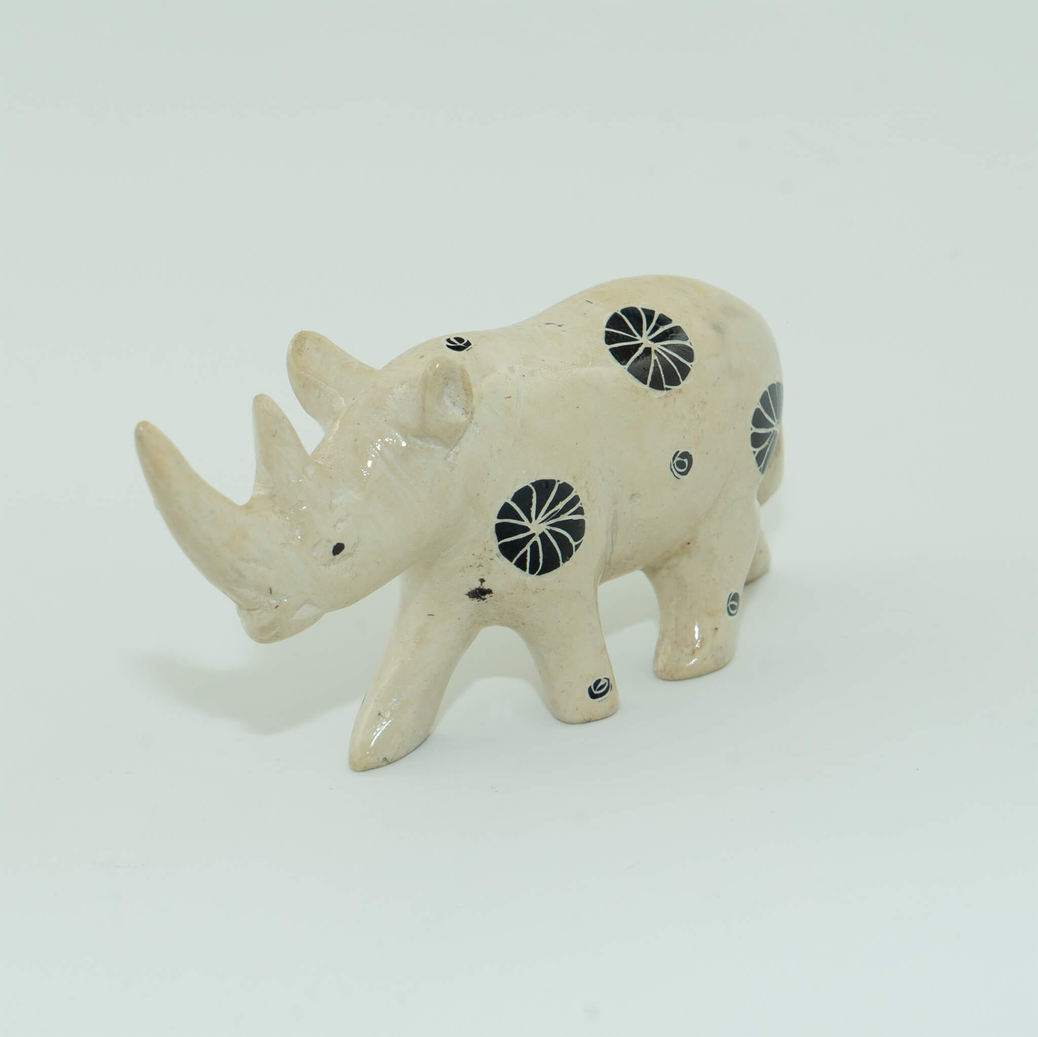 Hand Carved Rhino Figurine Soapstone Sculpture
