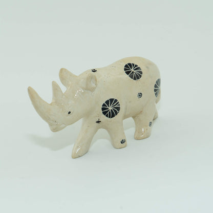 Hand Carved Rhino Figurine Soapstone Sculpture